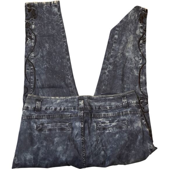 Soft Surroundings Pants Womens  14 Blue Embroidered Straight Leg Comfort - Picture 2 of 4